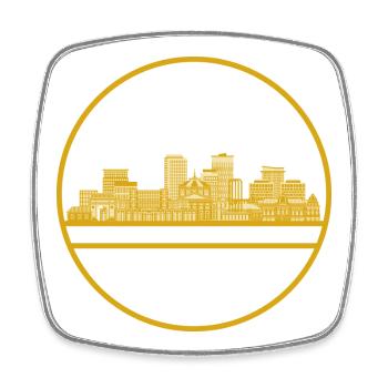 Micul Paris Bukarest Badge - Viereckiger Kühlschrankmagnet - Weiß - Vorne
