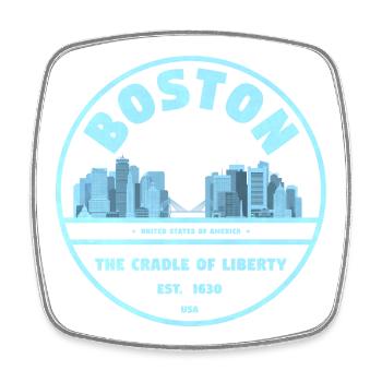 Boston Skyline Cradle of Liberty Badge - Viereckiger Kühlschrankmagnet - Weiß - Vorne