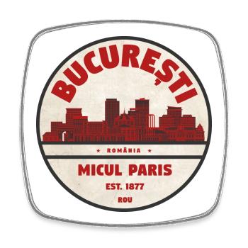 Bucharest Micul Paris Vintage - Square fridge magnet - white - Front