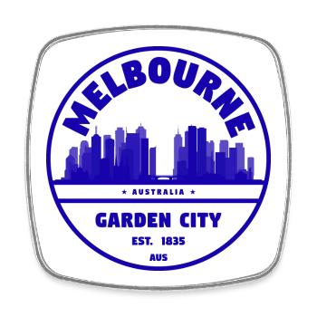 Melbourne Garden City Skyline - Square fridge magnet - white - Front