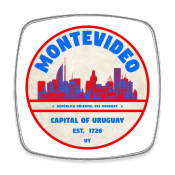 Montevideo Uruguay Skyline Emblem Design - Viereckiger Kühlschrankmagnet - Weiß - Vorne