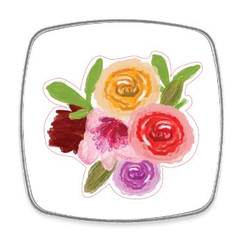 Watercolor Floral Illustration - Square fridge magnet - white - Front