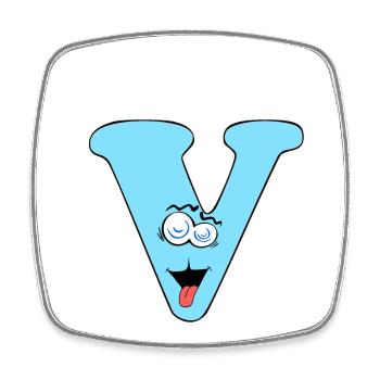 V - Viereckiger Kühlschrankmagnet - Weiß - Vorne