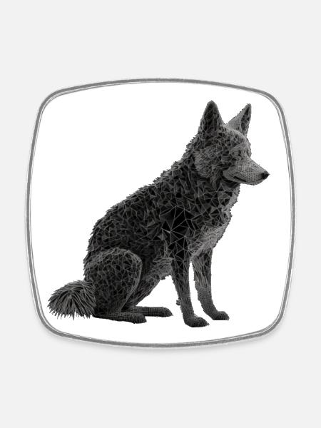Wolf - Square fridge magnet - white