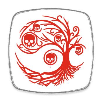 Arbre rouge aux crânes - Magnet carré - blanc - Devant