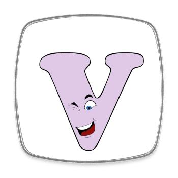 V - Viereckiger Kühlschrankmagnet - Weiß - Vorne