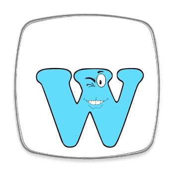 W - Viereckiger Kühlschrankmagnet - Weiß - Vorne