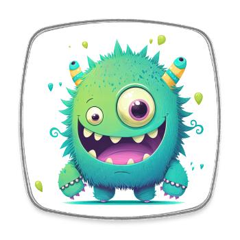 A happy monster to cuddle - Square fridge magnet - white - Front