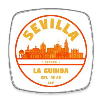 Sevilla Skyline Emblem - Viereckiger Kühlschrankmagnet - Weiß - Vorne