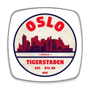 Oslo Tigerstaden Skyline Vintage - Viereckiger Kühlschrankmagnet - Weiß - Vorne