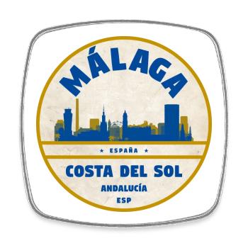 Malaga Skyline Küsten Flair - Viereckiger Kühlschrankmagnet - Weiß - Vorne