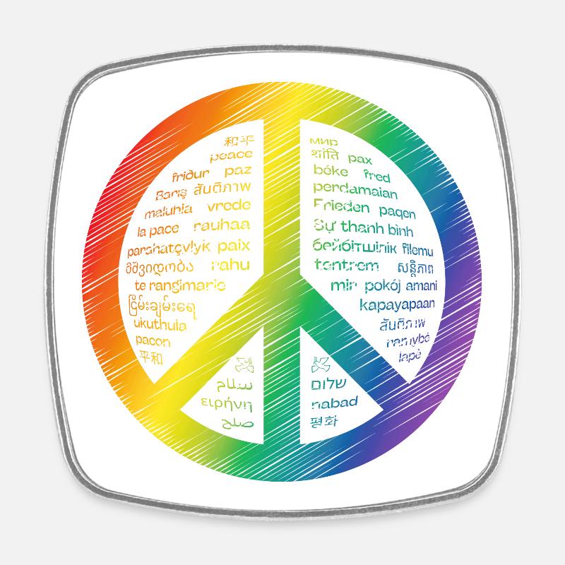 Shining peace sign - Square fridge magnet - white