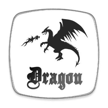 drachensprüche, drachensilhouette feuer speiend - Viereckiger Kühlschrankmagnet - Weiß - Vorne