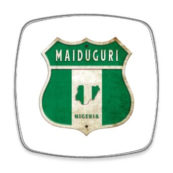 Design du drapeau de Maiduguri, Nigeria - Magnet carré - blanc - Devant