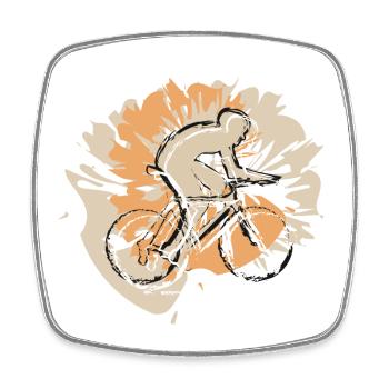 Radfahrer beim Radfahren auf dem Fahrrad - Viereckiger Kühlschrankmagnet - Weiß - Vorne