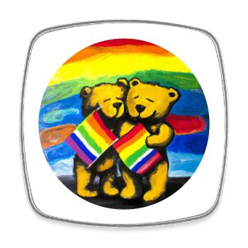 Schwule Teddybären - Viereckiger Kühlschrankmagnet - Weiß - Vorne