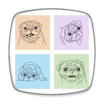 Pastel Pug Squad - Le mignon et le câlin - Magnet carré - blanc - Devant