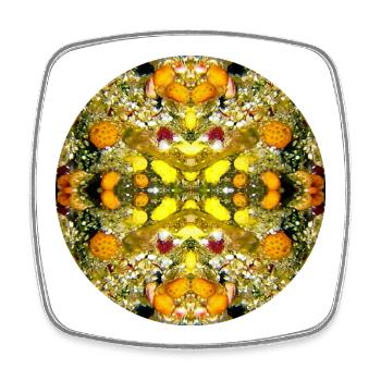 Nature Mandala Éponge Sous-marine - Magnet carré - blanc - Devant