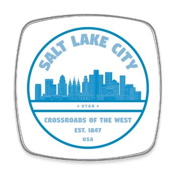 Salt Lake City Skyline Stempel - Viereckiger Kühlschrankmagnet - Weiß - Vorne