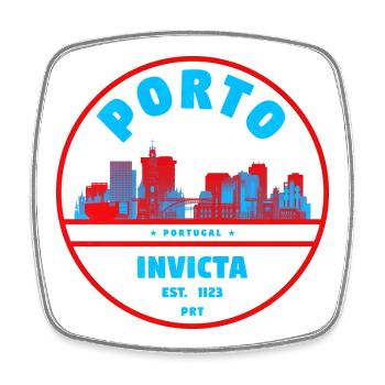 Porto Invicta Stempel Stadtbild - Viereckiger Kühlschrankmagnet - Weiß - Vorne