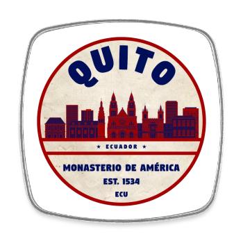 Quito Monasterio Retro Emblem 1534 - Square fridge magnet - white - Front