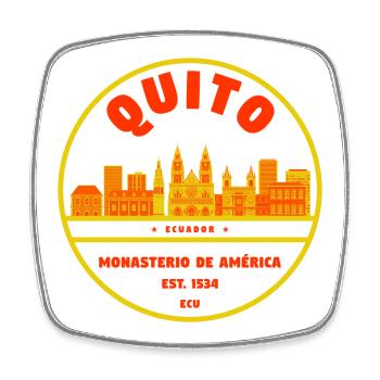 Insigne de la Skyline de Quito Monasterio América - Magnet carré - blanc - Devant