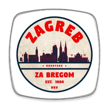 Zagreb Emblem: Retro Skyline - Square fridge magnet - white - Front