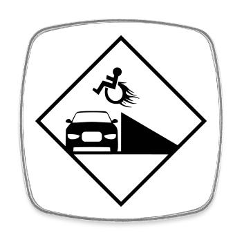 Rollstuhlfahrer springt über eine Rampe # - Viereckiger Kühlschrankmagnet - Weiß - Vorne