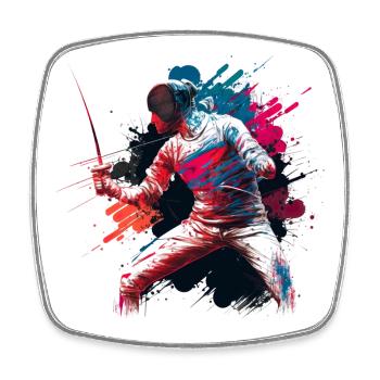 Color Explosive Fencer Graffiti - Square fridge magnet - white - Front