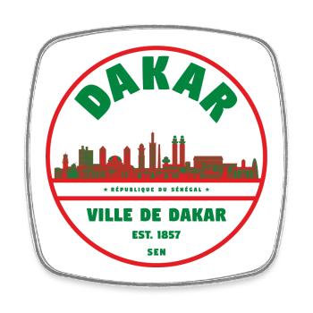 Dakar Skyline Badge - Magnet carré - blanc - Devant