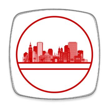 Emblème de la silhouette de la ville de Tunis - Magnet carré - blanc - Devant