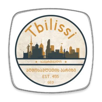Insigne de la Ville de la Ville de la Silhouette de Tbilissi - Magnet carré - blanc - Devant