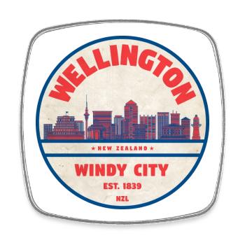 Wellington Windy City Skyline - Viereckiger Kühlschrankmagnet - Weiß - Vorne