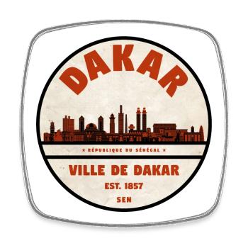 Dakar Skyline Retro-Emblem - Viereckiger Kühlschrankmagnet - Weiß - Vorne
