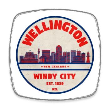 Wellington Windy City Skyline - Square fridge magnet - white - Front