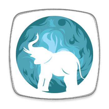 Moon Elephant Symbol Illustration Evening Sun Icon - Square fridge magnet - white - Front