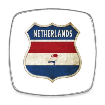 Niederlande Wappen Flaggen Design - Viereckiger Kühlschrankmagnet - Weiß - Vorne