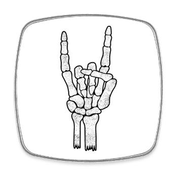 Skelett Hand Rock Metall Schild - Viereckiger Kühlschrankmagnet - Weiß - Vorne