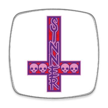 Sinner On Inverted Cross Pink & Purple - Viereckiger Kühlschrankmagnet - Weiß - Vorne