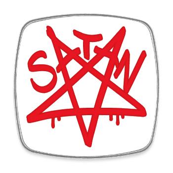 Stern des Satans umgekehrtes rotes Pentagramm - Viereckiger Kühlschrankmagnet - Weiß - Vorne