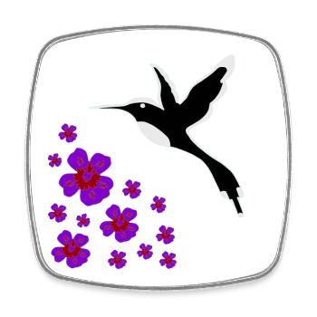 kolibrisilhouette mit blumen, vogelmotive damen - Viereckiger Kühlschrankmagnet - Weiß - Vorne