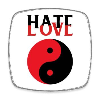 Yin Yang Amour Haine - Magnet carré - blanc - Devant