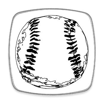 Baseball Ball - Viereckiger Kühlschrankmagnet - Weiß - Vorne