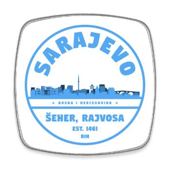 Badge de la ville de Sarajevo - Magnet carré - blanc - Devant