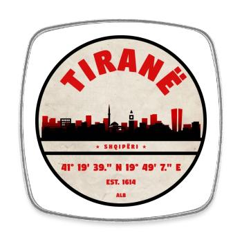 Tirana Skyline Vintage Stempel - Viereckiger Kühlschrankmagnet - Weiß - Vorne