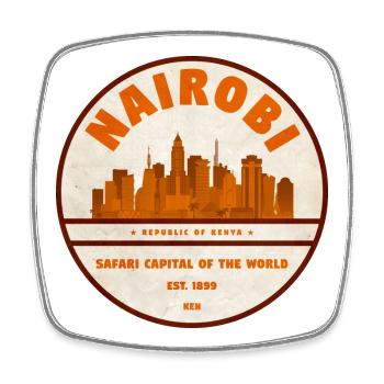Nairobi Safari Stadt Emblem - Viereckiger Kühlschrankmagnet - Weiß - Vorne