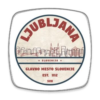 Ljubljana Vintage City Emblem - Square fridge magnet - white - Front