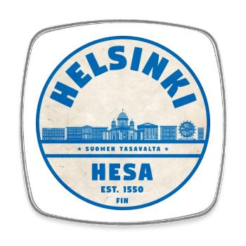Helsinki Skyline Emblem 1550 - Viereckiger Kühlschrankmagnet - Weiß - Vorne