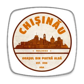 Chișinău Vintage Stadtlogo Moldau - Viereckiger Kühlschrankmagnet - Weiß - Vorne