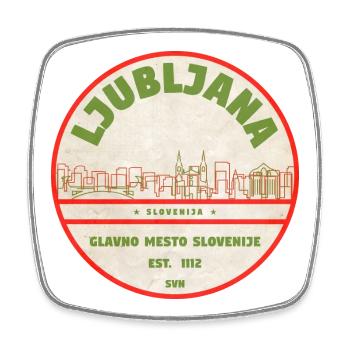 Ljubljana Vintage Stadtlogo Emblem - Viereckiger Kühlschrankmagnet - Weiß - Vorne